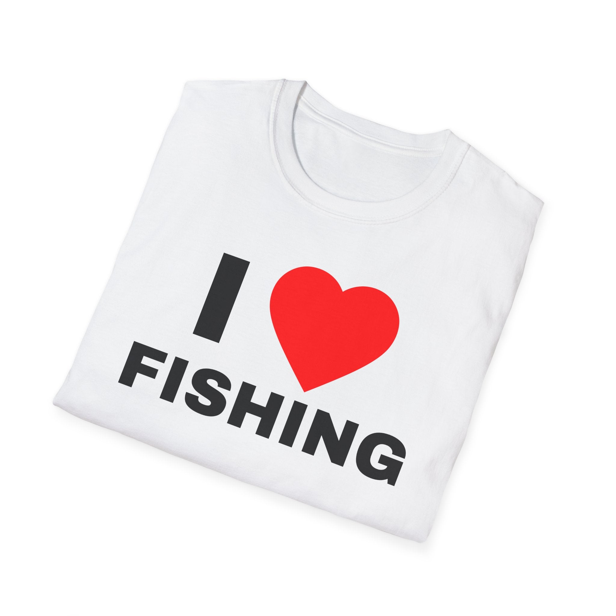 I Love Fishing T-Shirt — Heart Logo Fishing Tee for Anglers